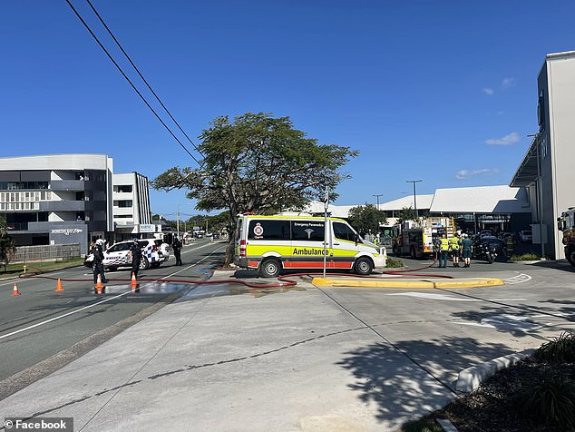 Emergency services were called to Redland Bay Village on Broadwater Terrace in Queensland at around 1.20pm on Saturday (pictured)