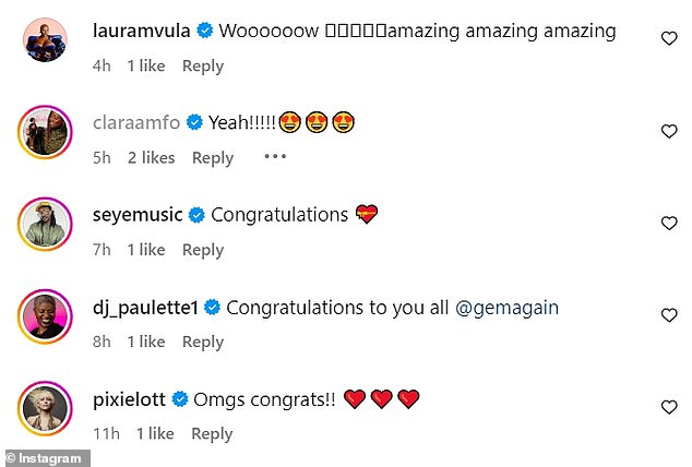 Gemma's post was met with a flood of congratulatory messages from her fans and friends in the entertainment world.