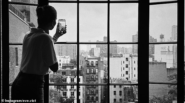 Other photos showed her grabbing a snack on the busy street or looking out of the picturesque window of her apartment.