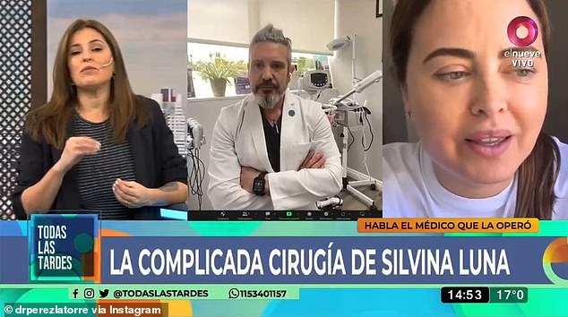 Latorre operated on Silvina Luna, who appeared alongside Latorre in this interview with Todas las Tardes just a few weeks before her death