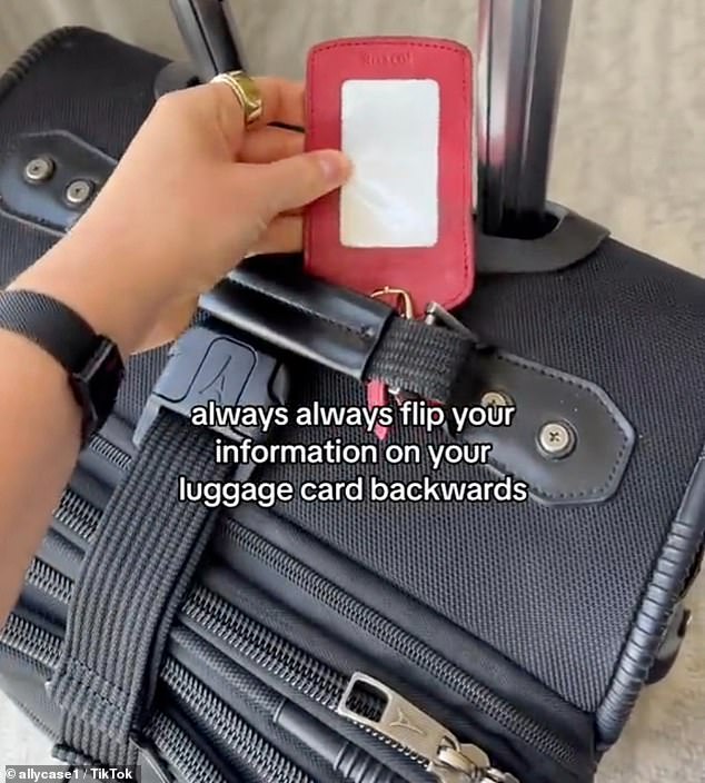 In another video with tips, Case recommended turning luggage tags backwards to protect personal information.