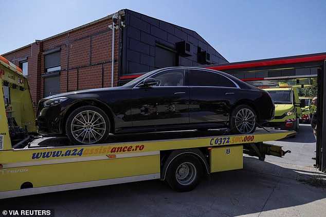 Subsequent photographs showed that this Mercedes S-Class, valued at more than £120,000, was stolen.