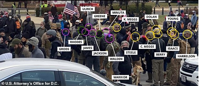 Moore wrote that after the Klan members were convicted, KKK membership plummeted. Many of them defected to groups like the Proud Boys and the Oath Keepers. Prosecutors allege that the people circled in a photograph taken on January 6, 2021, were members of the Oath Keepers who were present during the Capitol riot.