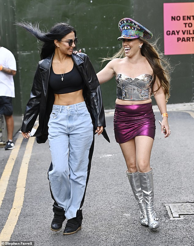 The N Dubz star who was at the UK's biggest LGBTQ+ celebration to support her best friend Michelle McKenna (pictured) wore her raven hair down and added a layer of makeup.