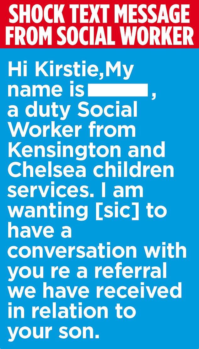 At 12.40pm on Thursday, Ms Allsopp received the above text message from a social worker at Kensington and Chelsea Children's Services.