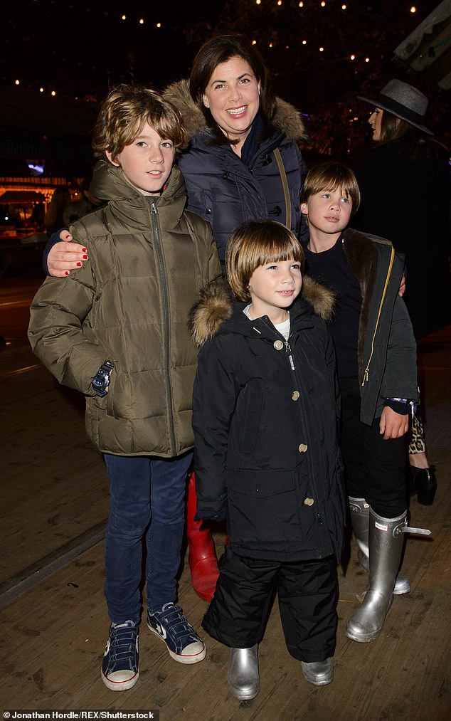 Kirstie Allsopp and her children in November 2014 for the launch of Hyde Park Winter Wonderland