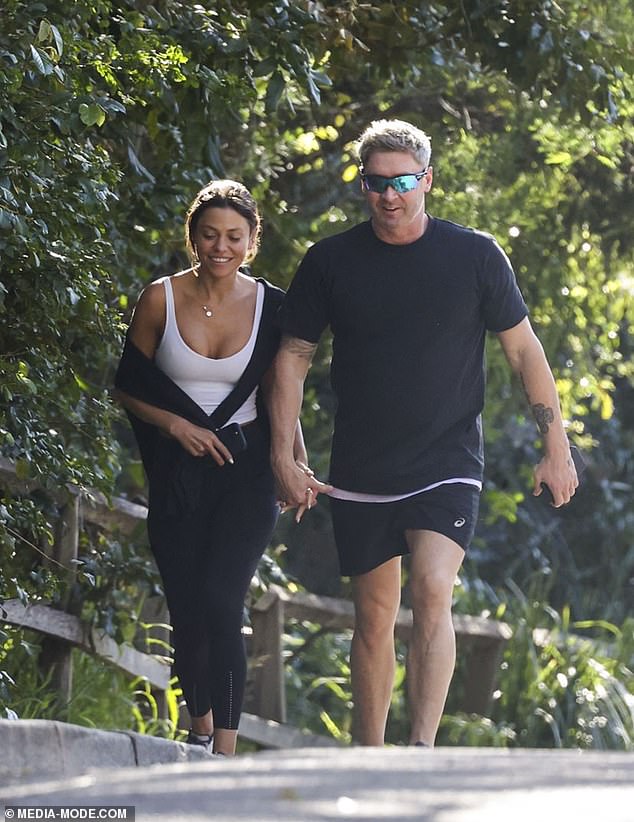 The former cricket captain dressed casually as he stepped out for a walk with his new love in Vaucluse.