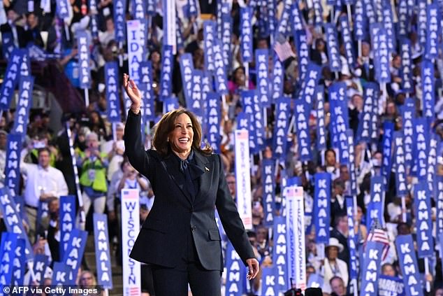 Jubilant crowds cheered the current vice president as she took the stage.