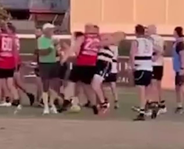 Video footage shows the player in the red No.22 jersey allegedly elbowing Cloke (pictured) to the head as a fight broke up.