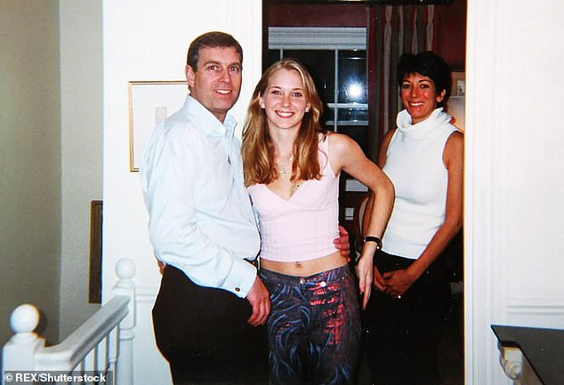 Prince Andrew and Virginia Roberts Giuffre, 17, pictured together at Ghislaine Maxwell's home in London on March 13, 2001