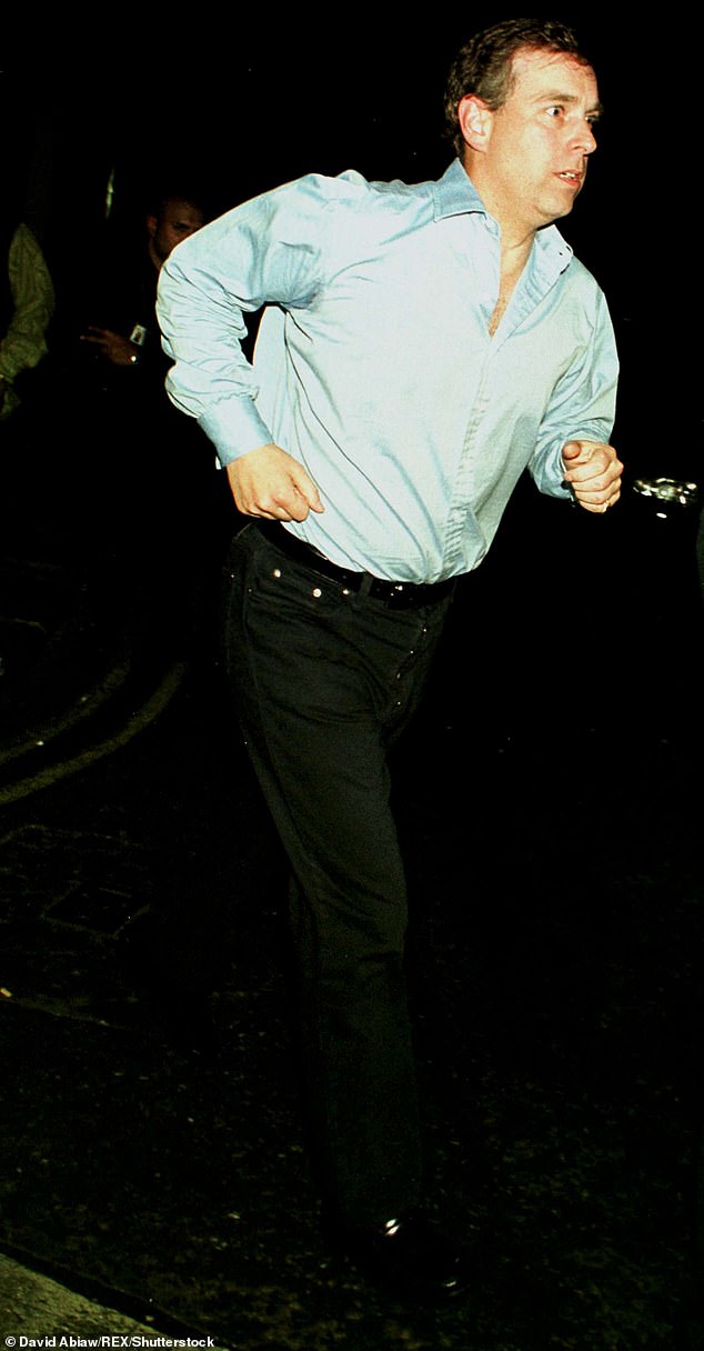 Prince Andrew leaving Chinawhite nightclub in London on July 28, 2000