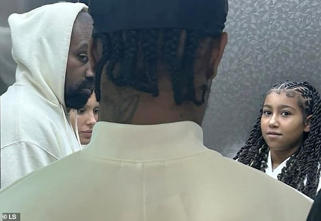 Bianca and Kanye were accompanied by their three oldest children: North (right), as well as her brother Saint, eight, and her sister Chicago, six.