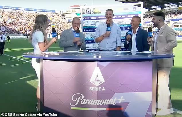 Ibrahimovic was introduced by the commentary team and said: 'If I'm included, I should be taken with the A boys!'