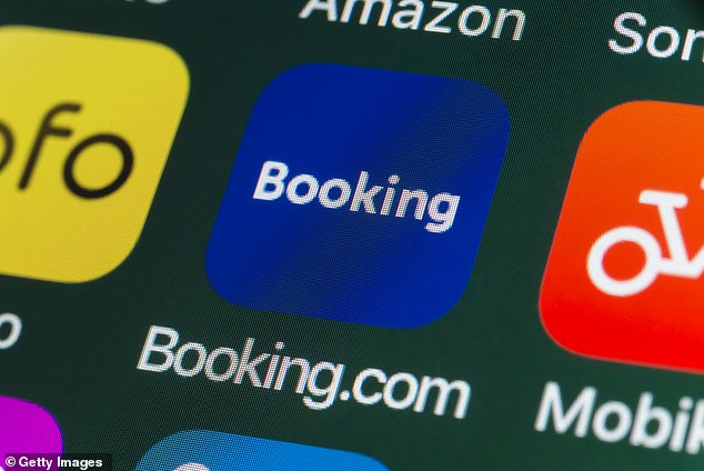 The booking platform, Booking.com, uses a travel partner for all flights booked on its site (pictured, the Booking.com app)