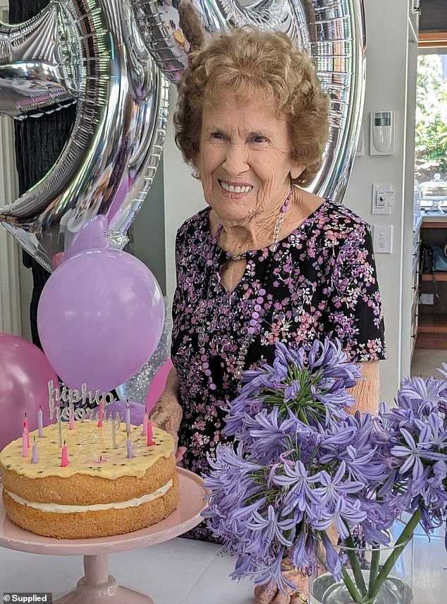 Lorraine Kaemphel clearly remembers her 99 years of life, and even remembers being sick as a baby one Christmas (pictured here, at her 99th birthday party).