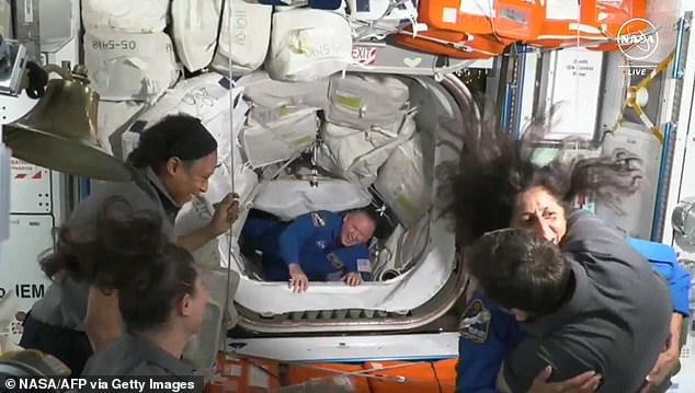 Mr. Wilmore and Ms. Williams board the International Space Station after docking with the Boeing Starliner on June 6.