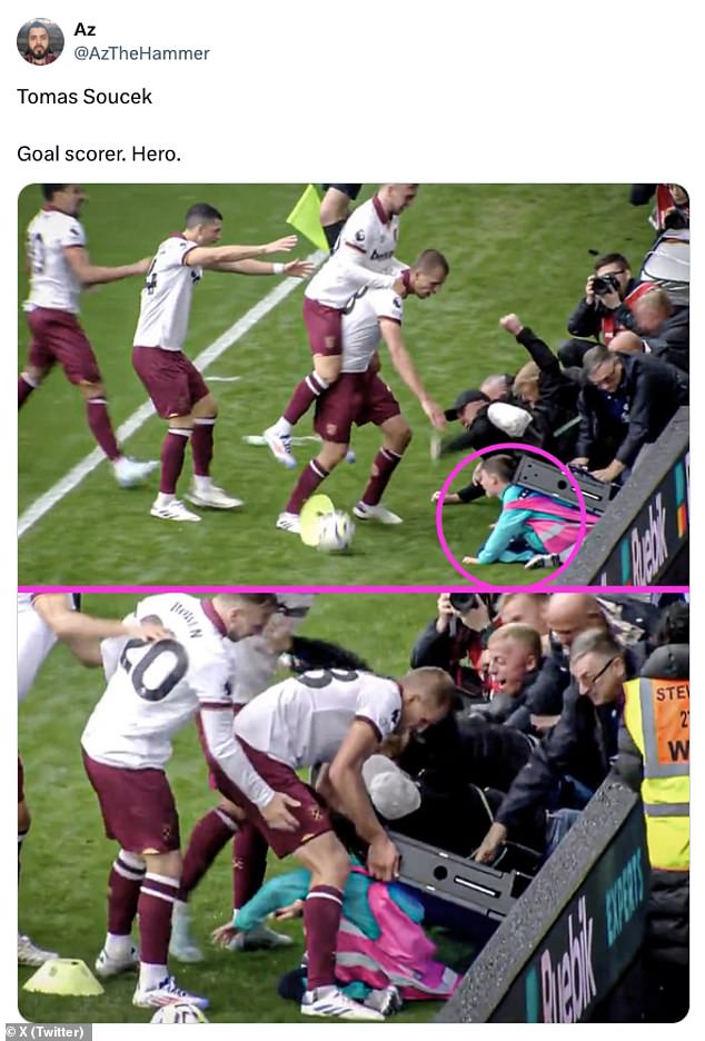 1724588531 168 A West Ham fan approaches a Crystal Palace ball boy