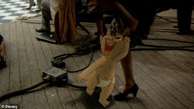 In an early version of Who Framed Roger Rabbit?, baby Herman is seen walking under a woman's skirt and briefly points at her underwear.