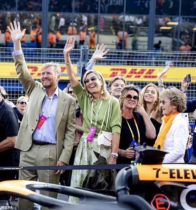 The Dutch royal family waved to the crowd at the Zandvoort Grand Prix today.