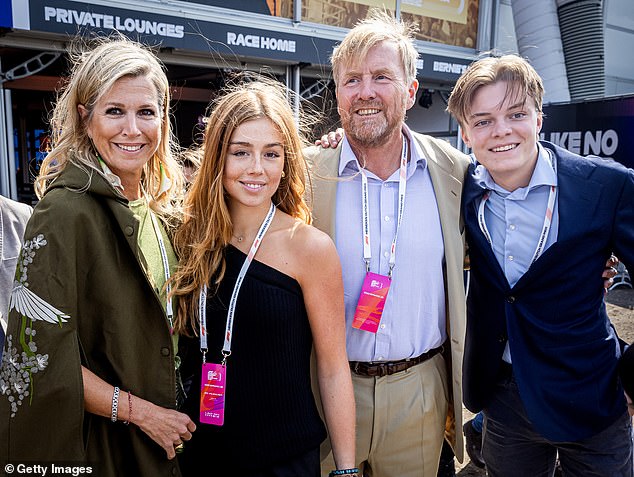 Queen Máxima of the Netherlands, Princess Alexia of the Netherlands, King Willem-Alexander of the Netherlands and Count Claus of the Netherlands attended the Formula 1 Dutch Grand Prix