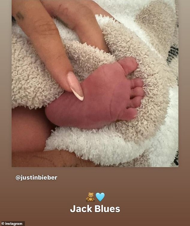 Justin and Hailey Bieber announced the arrival of their first child on Friday and revealed his name, Jack Blues. The couple followed the Biebers' family tradition of using names with the letter 