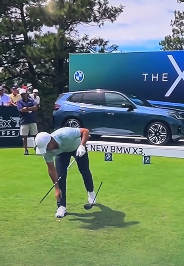 The Northern Irishman snapped his driver in half after hitting his tee shot on the ninth.