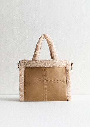 Shearling-trimmed suede crossbody bag, £24.99, newlook.com