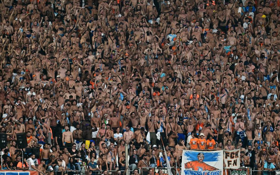 Marseille ultras during their match against Stade de Reim