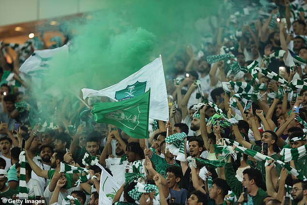 Al-Ahli fans pictured during a Saudi Pro League match against Al Akhdoud last season