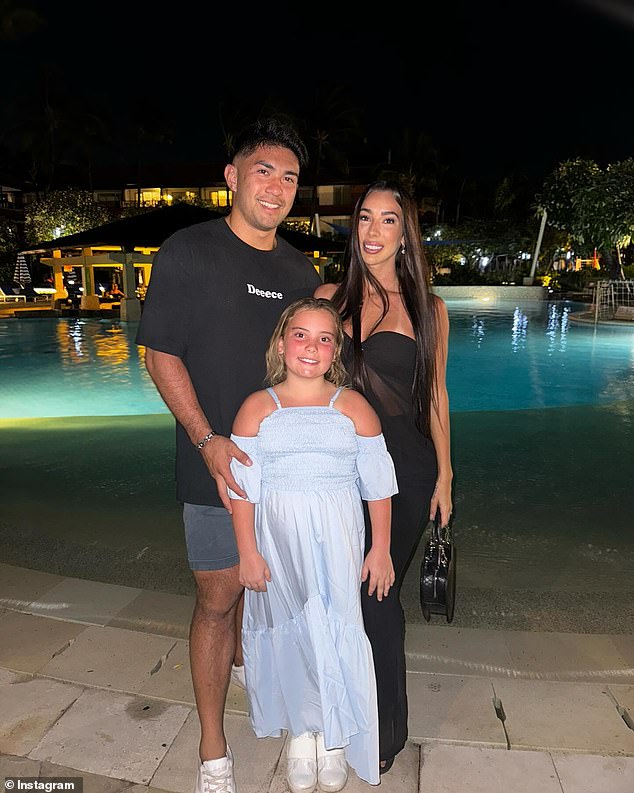 Jade, who already has a daughter named Victoria from a previous relationship, said she would like to get married or engaged before having another child (Jade and Ridge pictured with daughter Victoria)