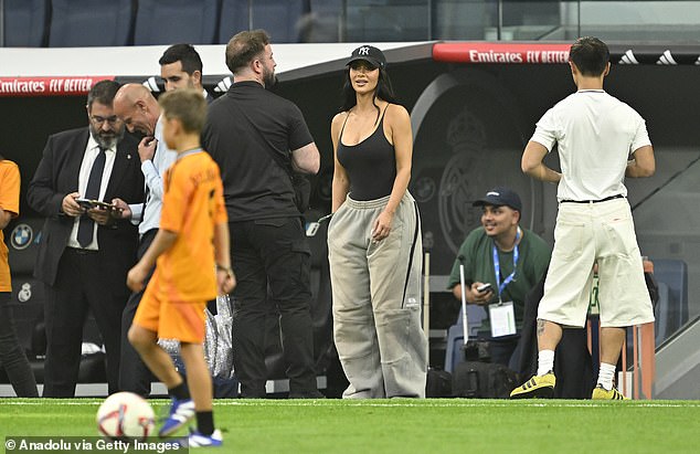 Kim was seen cheering on Saint, whom she shares with ex-husband Kanye West, from the sidelines.