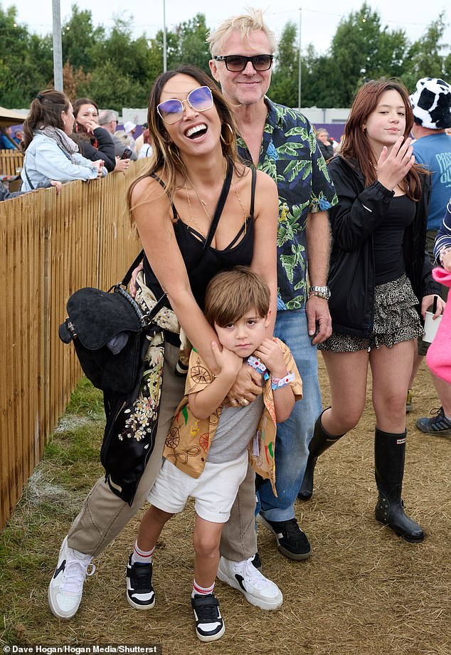 Myleene was joined by her fiancé Simon Motson, 49, their son Apollo, four, and Myleene's eldest daughter Ava, 16.