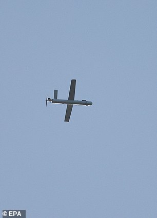 A Hezbollah unmanned aerial vehicle (UAV) crossing from Lebanon before being intercepted by the Israel Defense Forces