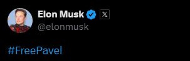 Musk tweeted '#FreePavel' with a short clip of Durov speaking to Tucker Carlson