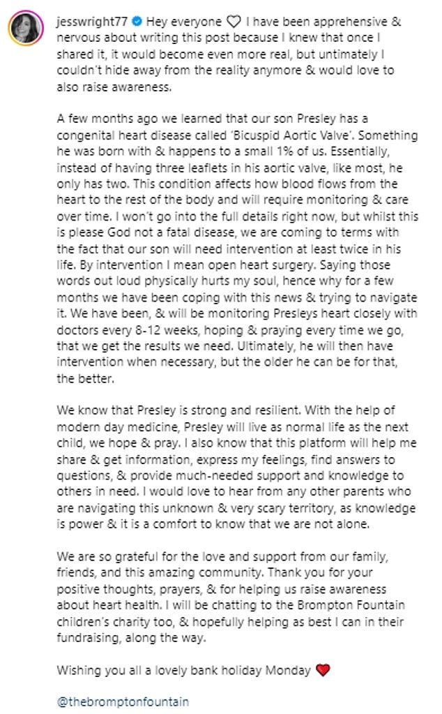 She said they had been trying to cope with the news for a few months and were nervous about sharing it, but wanted to raise awareness and hear from other parents who had also been through the same thing. 