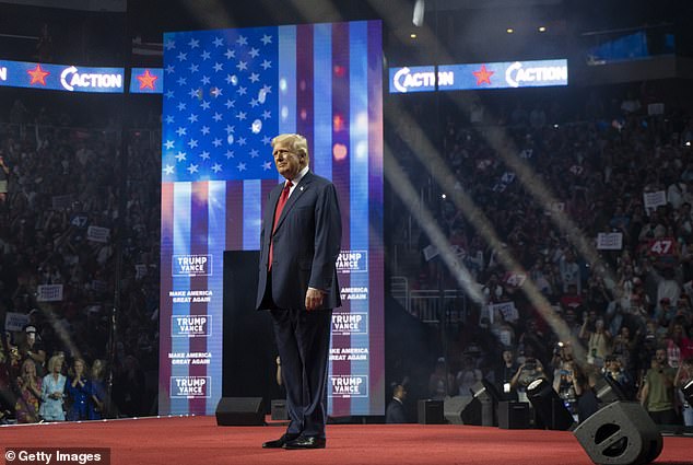 Former President Donald Trump campaigned at the same stadium in Glendale, Arizona, on Friday.