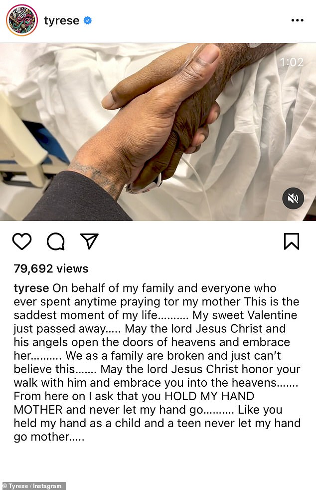 Following his mother's heartbreaking death, Gibson took to Instagram and shared a touching video of him holding his mother's hand in the hospital, along with a heartfelt message about her.