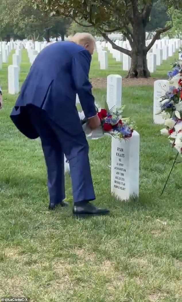 President Biden lays flowers at grave of Master Sergeant Ryan Knauss