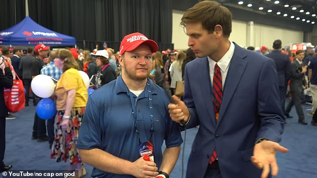 The YouTuber also made sure to interview the men at the conference.