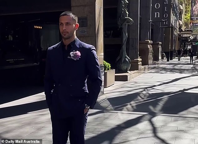 In footage obtained by Daily Mail Australia, Teejay appeared impatient and upset as he waited for CFMEU protesters to cross the road so filming could resume.