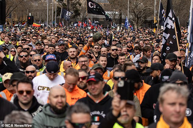 The streets of Melbourne were filled with protesters on Tuesday