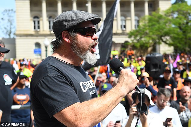 CFMEU Deputy State Secretary Jade Ingham speaks at the Brisbane rally