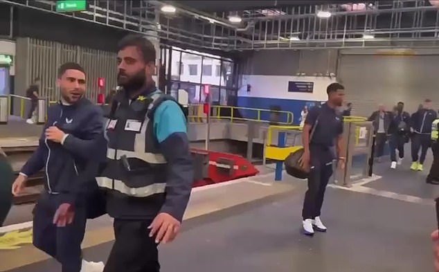 Striker Neal Maupay, left, appeared to respond to taunts from Everton fans.