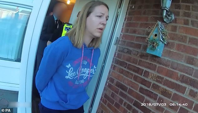 Body camera footage issued by Cheshire Police shows Letby's arrest in July 2018