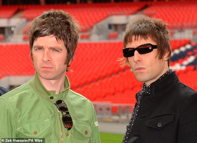 In his book Don't Look Back In Anger, Noel said: 'Liam and Damon were sleeping with the same girl and there was a lot of cocaine involved' (Noel and Liam pictured in 2008).