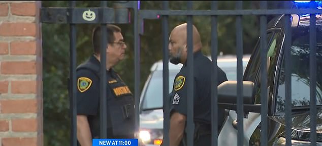 Police officers are seen responding to an incident at the university. Rice University was closed for two hours