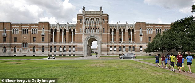 Andrea Rodriguez Avila was discovered by Rice University police at 4:30 p.m. Central Time on Monday. (Pictured here is a general view of Rice University in Houston, Texas.)