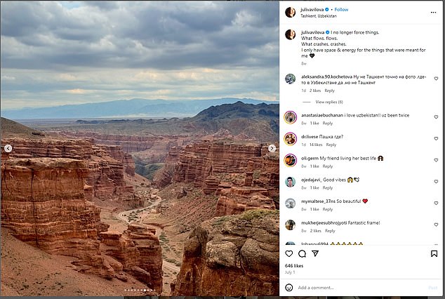 Vavilova shared photos from her trip with her Instagram followers, including some snaps that looked just like Durov's.