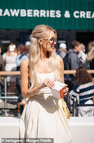 The fashion guru, pictured in a Peppermayo dress, regularly follows her man on the ATP Tour.