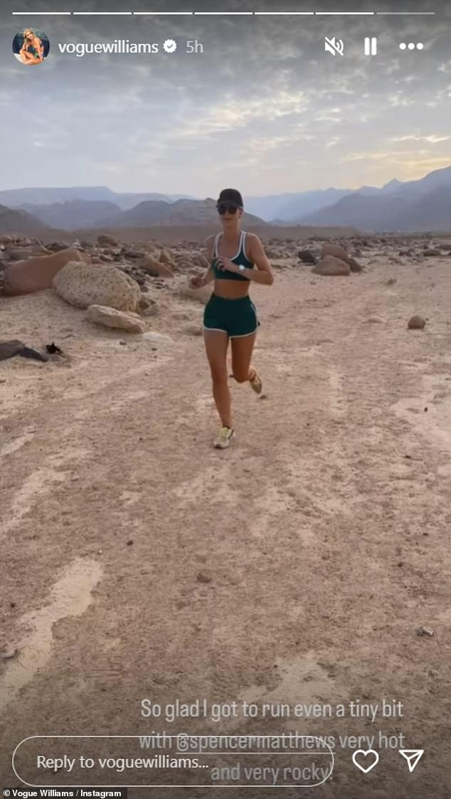 Vogue also shared a clip of her running through the difficult terrain and admired her husband's strength in facing such a gigantic challenge.